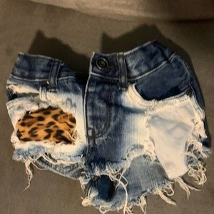 Ripped denim 12-18m Jean shorts cheetah leopard print summer